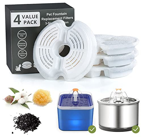 Diealles Shine Filtros Fuente para Gatos, Paquete de 4 Filtros Fuente Gatos con Resina y Carbón Activo, Filtro de Fuente de Agua para Gatos para Fuentes de Flores