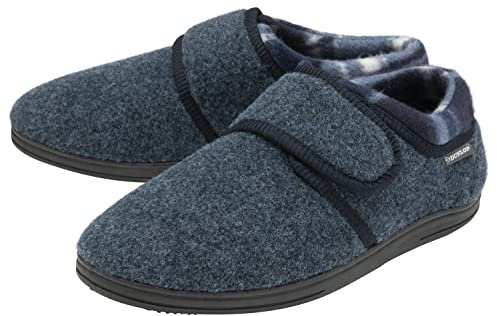 DUNLOP Velcro Fastening Slippers for Men | Dunlop | Memory Foam | Orthapedic | Easy Close | House Bedroom Indoor (11 UK, Navy, numeric_11)