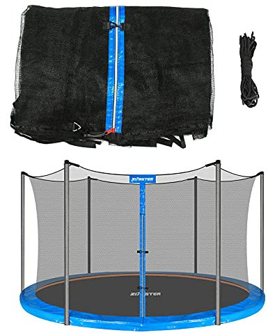 Zoomster 14FT Trampoline Replacement Safety Enclosure Net for 6 Straight Poles Round Frame Trampolines, Breathable and Weather-Resistant Blue