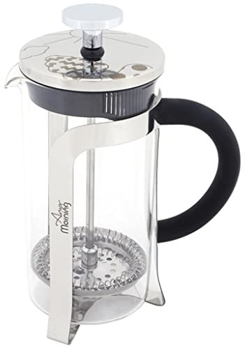 Any Morning | Cafetera de Émbolo y Tetera Estilo Prensa Francesa para 2 Tazas, Hecha en Acero Inoxidable y Vaso de Cristal - 600 ml