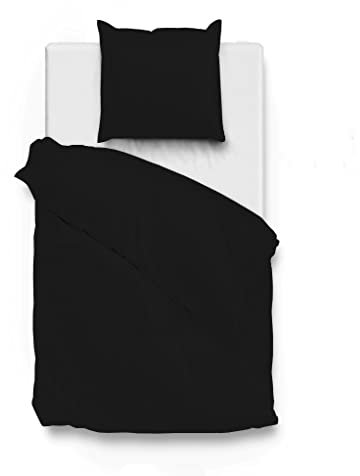 Zo!Home Bettwäsche Satinado Baumwolle Mako-Satin Schwarz 100% Baumwolle (135x200 + 80x80 cm)