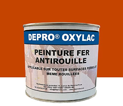 DEPROMA OXYLAC Peinture antirouille pour métal neuf et rouillé - 500GR (ORANGE T.P)