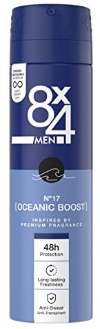 8X4 Men Deo N° 17 Oceanic Boost (150 ml), Deospray für Männer mit erfrischendem Duft, Herren Deodorant mit zuverlässigem 48h Anti-Transpirant-Schutz für jeden Hauttyp