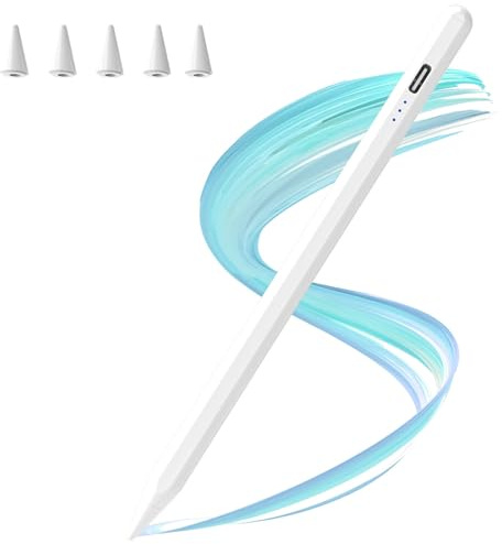 CC Store Stylus Pen for iPad 2018-2025-15 Mins Fast Charge,Palm Rejection & Tilt Sensitive Stylus Pen for iPad A16-11/10/9/8/7/6th Gen, Air 3/4/5/M2/M3, Mini 5/6th, Pro 12.9/11/13-inch M4(White)