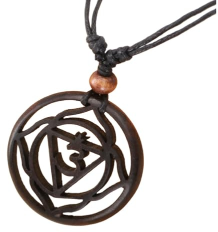 GURU SHOP Chakra Halskette, Boho Chakra Kette aus Holz - Ajna