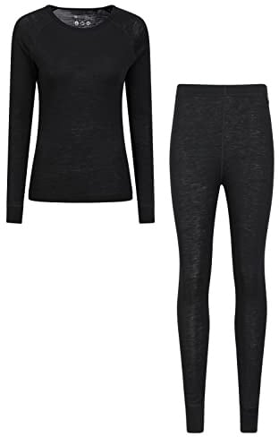 Mountain Warehouse Merino Womens Top & Pants Set | Lightweight & Comfortable T-shirt & Bottoms Merino Wool Base Layer Set, Warm Long Sleeve Tee & Leggings Underlayer for Winter