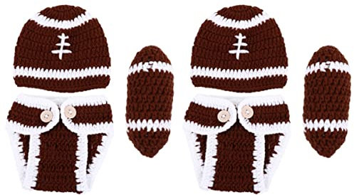 ibasenice Dusch-Outfit Kleidung Für Requisiten Mädchen Gestrickt Jungen-Outfits Rugby-Shorts Neugeborenen-Kostüme Fotoshooting Fußball- Säugling Einschließlich Zubehör Brauner