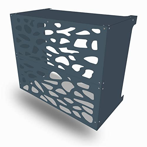 Cache Clim Résistant Climatisation Coffre Climatiseur Mural Aluminium Composite (Motif Pierres, XXL Anthracite)