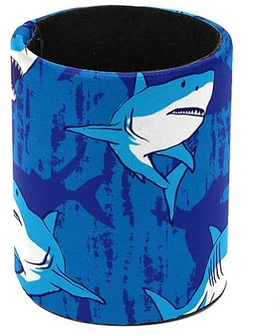Eslifey Pen Holder Round Pencil Holder for Desk, Blue Shark Underwater Animal Pen Pot Pen Cup Makeup Brushes Holder Stand Display Desk Stationery Organiser for Home Office School