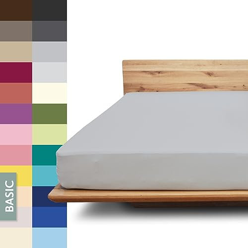 JONA SLEEP® Basic Spannbettlaken 180-200 x 200-220 cm - 190 g/m² faltenfreies Baumwoll-Jersey Leintuch - Made in Austria - Öko-Tex 100 Standard (Grafit)