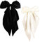 Lot de 2 Noeuds Cheveux Femme en Satin Soyeux - Grandes Pinces à Cheveux Élégantes pour Femmes et Filles, Noir et Blanc