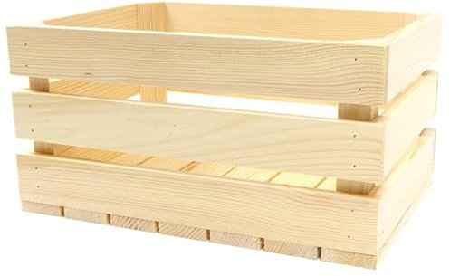 Generisch Scatola decorativa 35 x 25 x 18 cm, scatola di legno per la conservazione di vino, frutta, verdura, ecologica, piallata (35 x 25 x 18)