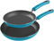 KICHLY Set of 2 Nonstick Induction Frying Pans, 20 and 28 cm Induction Hob Set, Bakelite Handles Firm Grip, Easy Cleaning (Turquoise)