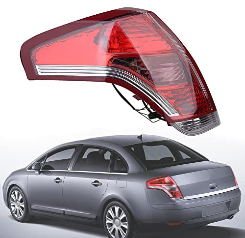 BYBEST Rücklicht Heckleuchte Rückleuchte für Citroen C4 B53 2006 2007 2008-2012, Auto Heckklappe Rückleuchten Linke Rechte Rücklichter,Red- Left