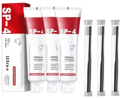 Sp-4 Zahnpasta | Sp-4 Atemzahnpasta, Probiotisches Zahnaufhellungsmittel, Breath Freshing Whiting Zahnpasta für Erwachsene, schillernde weiße Zahnpasta, Zahnschmelz-stärkende Zahnpasta (3 Stück)