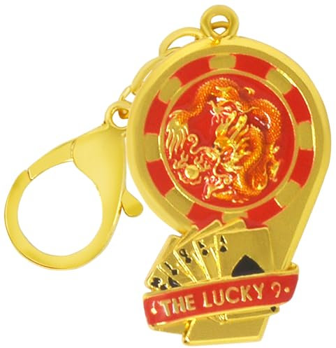 Juanxian Porte-clés Feng Shui « The Lucky 9 » - Amulette de richesse et de prospérité - Cadeau de Nouvel An - W5528, Rouge, 12.3*3.8cm
