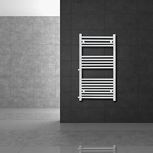 LuxeBath Radiador Toallero de Baño de Recambio 500x1200mm Blanco Diseño Recto con Conexión Lateral, Distancia entre Tubos 500mm, Calentador Secador de Toallas de Renovación con Kit de Montaje Incluído