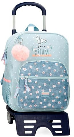Movom Live Your Dreams Mochila Escolar con Carro Verde 30x38x12 cms Poliéster 13,68L