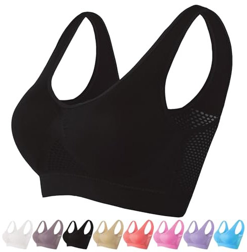 Generic Breathable Cool Liftup Air Bra, 2024 New Large Size Air Bra Breathable and Comfortable Mesh Sports Bra for Women Plus Size Bras for Women No Underwire UK Prime Early Access Sale Black XXXXXXL