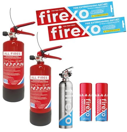 Firexo-Brandschutzpaket für Zuhause – Mehrzweck-Feuerlöscherpaket für ALLE BRÄNDE