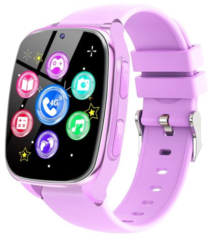 Ucani Smartwatch Bambini - Orologio Telefono Intelligente per Ragazzi con Giochi Chiamata SOS Contapassi Musica Fotocamera Sveglia Audiolibri, Kids Smart Watch Regalo per Bimbi 3-12 Anni, Viola