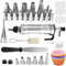 Boyun Dessert Decorating Syringe Set, Icing Piping Kit Stainless Steels Cake Decorating Tools 30 Piping Icing Nozzles Cupcake Decorating Kit