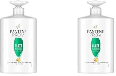 Pantene Pro-V Glatt & Seidig Shampoo, Pro-V Formel + Antioxidantien, Für widerspenstiges Haar, 1000ML (Packung mit 2)