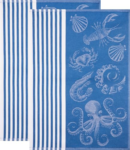Stuco Geschirrtuch Nautilus blau 2er-Pack Halbleinen blau Größe 50x70 cm
