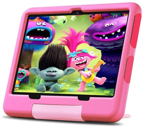 FIRMAST Tablet para Niños 10 Pulgadas, 10GB RAM 128GB ROM (1TB TF), Android 13 GMS, Control Parental, IPS, Dual Cámara, WiFi, Bluetooth, Educativo Con Funda de EVA (Rosa)