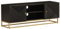 LAPOOH 372027 Meuble TV en bois massif de manche et fer noir 110 x 30 x 40 cm