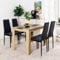 FURNITABLE Esstisch mit 4 Stühlen Esszimmergruppe, 4er Set Esszimmerstühle und Rechteckig Holztisch Essgruppe für Wohnzimmer Küche Büro (110 * 70cm Tisch+4 Schwarz Stühle)