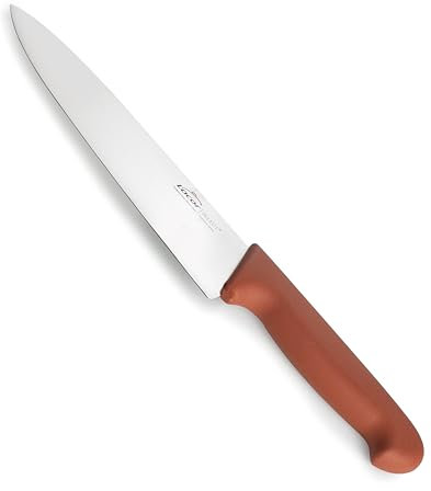 LACOR - 38300 - Cuchillo Chef Select, Cuchillo para Embutidos y Fiambres, Acero Inoxidable, Corte Firme y Equilibrado, Mango Marrón Ergonómico y Antideslizante de TPV, 20 cm