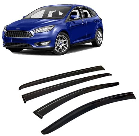 Rumplex Windabweiser Luftabweiser Regenabweiser Seitenfensterabweiser Kompatibel mit Ford Focus 5 Schrägheck Stufenheck 2018-2024 Regenschutz Regenabweiser Deflektoren 4 Stück Externe Passform