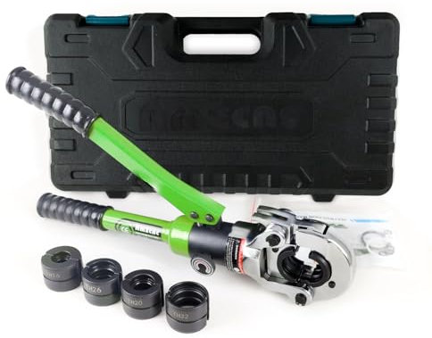 AMZCNC Pinza a pressa professionale con profilo TH, 16-20-26-32, set di utensili a pressione con testa girevole a 360°, per tubi compositi con raccordi del contorno TH, inserti a ganasce TH16, TH20,