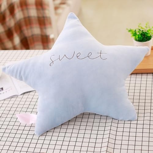 champracer Kuschelkissen in Stern/Wolke/Mond Form,Deko Kissen Für Baby & Kinderzimmer,Kinderkopfkissen,Wärmekissen Für Babys Und Kinder- Für Mädchen & Jungen,50cm (Blauer Stern)