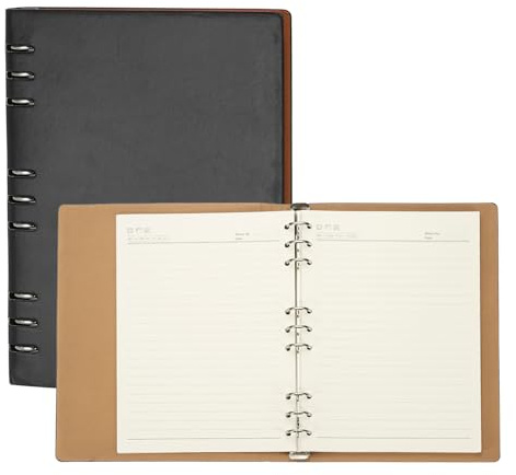 PATIKIL B5 Nachfüllbares Leder-Notizbuch, 9-Ring-Hardcover-Binder-Notizbuch 96 Blätter für Geschäftsbüro Studium Schreibjournal Persönlicher Planer, Schwarz
