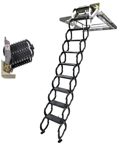 Electric Telescoping Garage Attic Ladder Stairs Titanium Magnesium Alloy Folding Loft Steps Extension 3.0 3.5m with 70x90cm Reserved Hole