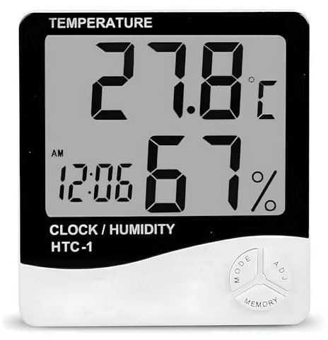 AYMBH Digital Thermometer Hygrometer with Alarm Clock, Max/Min Records, Indoor Temperature & Humidity Monitor, Large LCD Display, Easy Installation, for Home, Office, Bedroom, Baby Room, and More