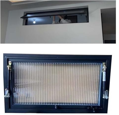 Klappfenster aus verzinktem Rohr mit 5 mm Glasscheibe für Café und Konditorei, versenktes Design, perfekt für Snackbar (60 x 50 cm)