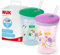 NUK Action Cup Trinkbecher für Kinder im praktischen Doppelpack | 12+ Monate | 230 ml | Drehdeckel mit weichem Strohhalm | auslaufsicher | BPA-frei | lila & grün | 2 Stück