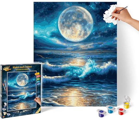 Schipper 609130925 Malen nach Zahlen – Magie des Mondes - Bilder malen für Erwachsene, inklusive Pinsel und Acrylfarben, 40 x 50 cm