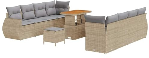 vidaXL Gartensofa-Set 11 STK. Beige Poly-Rattan