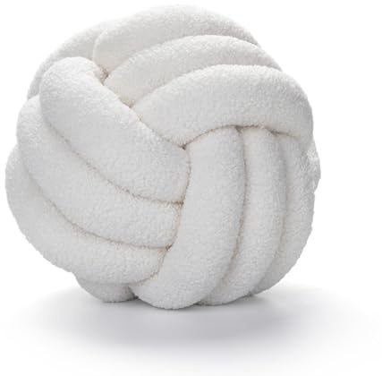Knotenkissen, Geknotetes Kissen, Knotenkugelkissen, Ø 22 cm Weicher Knotenball Kissen, Geknotete Kugel Wurf, Heimdekoration, Knotted Cushion for Home Decoration, Bedroom, Couch(Beige Weiß)