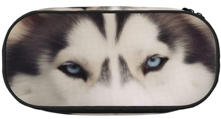 Federmäppchen mit tropischem Strandpalmen-Motiv, bedrucktes Oxford-Gewebe mit geräumigem Design für Schule, Büro, Reisen – Mehrzweck-Schreibwaren und Make-up-Tasche, Husky-Hund, Einheitsgröße