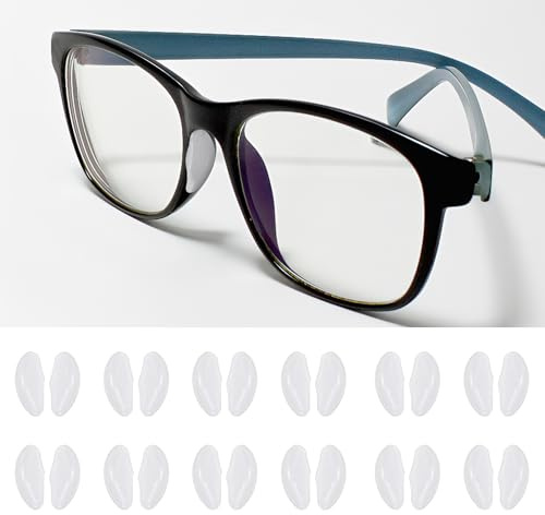 12 Paar Brillen-Nasenpads, Selbstklebende Weiche Silikon-Luftkammer Antirutsch Weiche Nasenpads Rutsch Stopper Gläser 2 mm Brille Zubehör, für Brille Brille Sonnenbrille