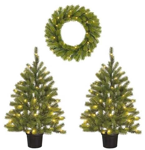 Black Box Trees Nagoya Weihnachtsbaum, 120 l, 2-teilig, Kranz, 20 l, Akku und Timer – H 90 x D 45 cm