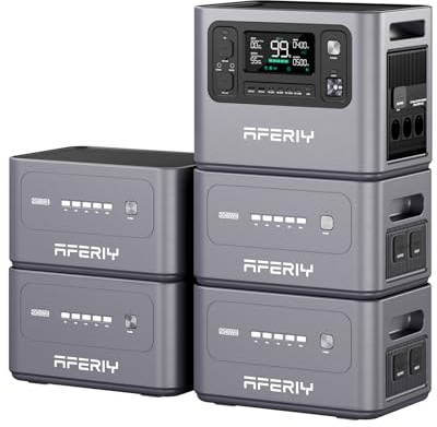 AFERIY 10,24 kWh Generatore Elettrico, 2800W con 4 Batterie Supplementari, Stazione Elettrica Portatile Capacità Espandibile, Generatore Solare per Uso Domestico/Campeggio/Interruzione di Corrente