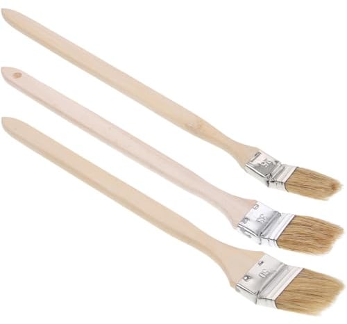 Galpada Lot De 3 Pinceaux CourbéS pour Peinture Murale Pinceau Peinture À Manche en Bois Pinceaux pour Murs Et Meubles pour Retouches Et Travaux De PréCision
