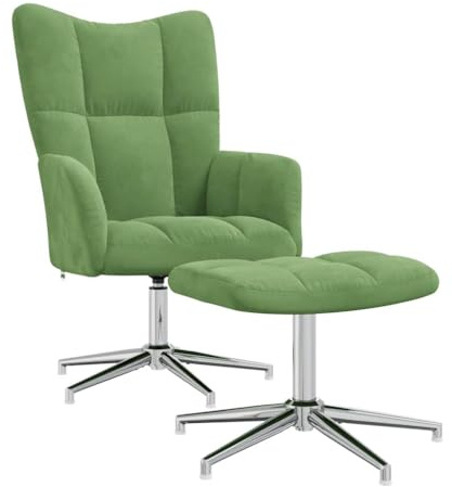 vidaXL Relaxsessel mit Hocker Drehbar Fernsehsessel Polstersessel Polsterstuhl Relaxstuhl Sessel Ohrensessel Armsessel Wohnzimmer Hellgrün Samt