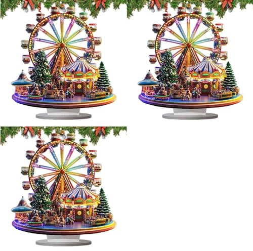 Ynusgeyx 3X Weihnachtsdekoration Aus Acryl in Form Eines Riesenrads, 2D-Riesenrad- für das Bücherregal im
